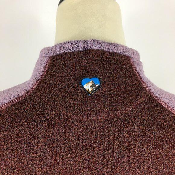 KUHL Brown Purple Colorblock Alfpaca Fleece Mock Neck Pullover Knit Sweater - Picture 12 of 12